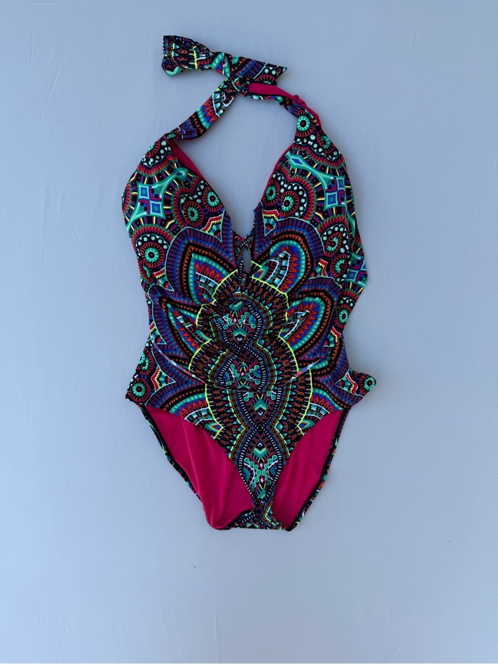 La Vie en Rose Women’s Multicolor Halter One-Piece Swimsuit